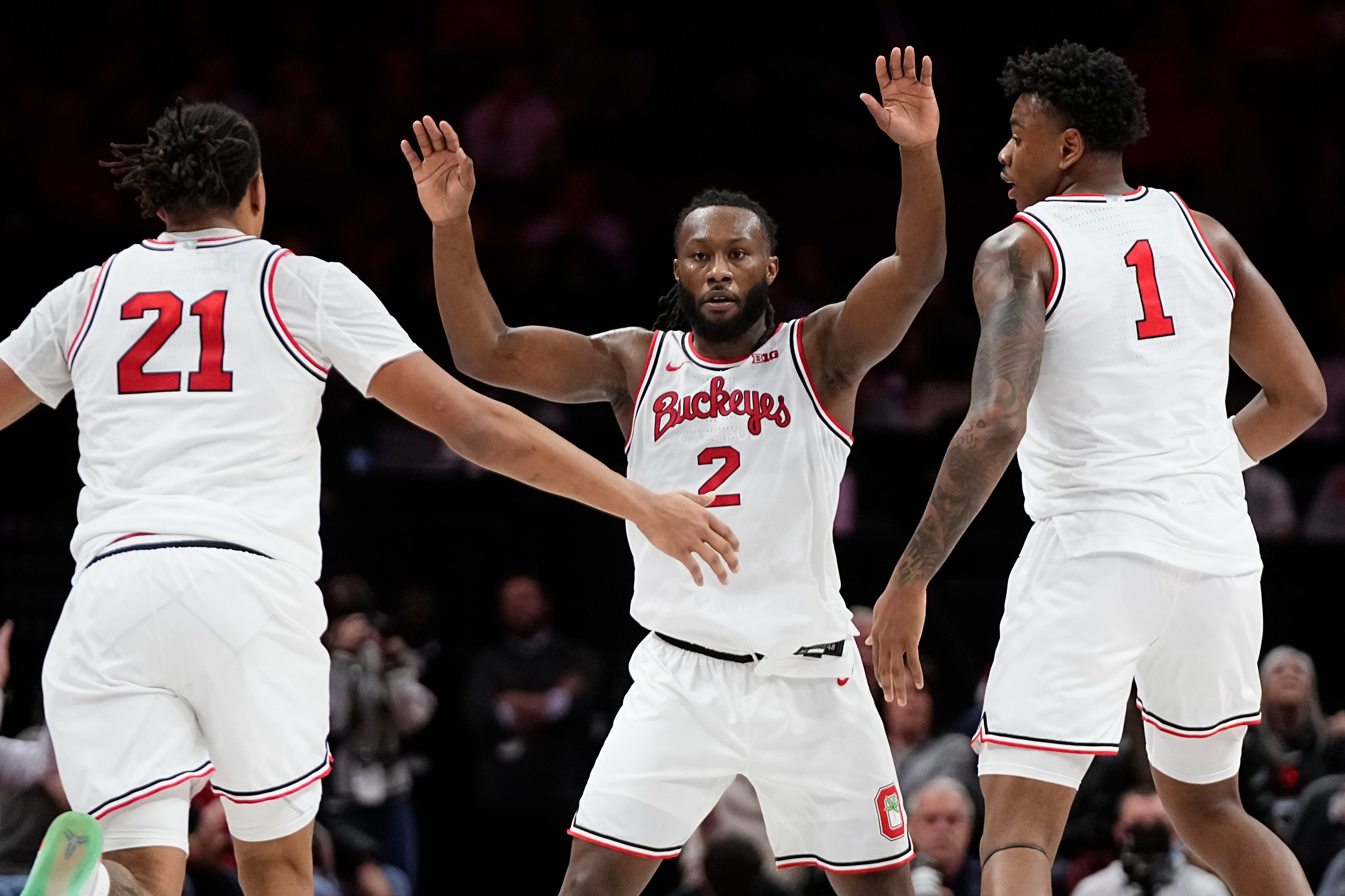 Ohio State Buckeyes guard Bruce Thornton celebrates as we make our best Ohio State vs. North Carolina prediction
