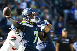 Seattle Seahawks quarterback Geno Smith passes against the New York Giants.