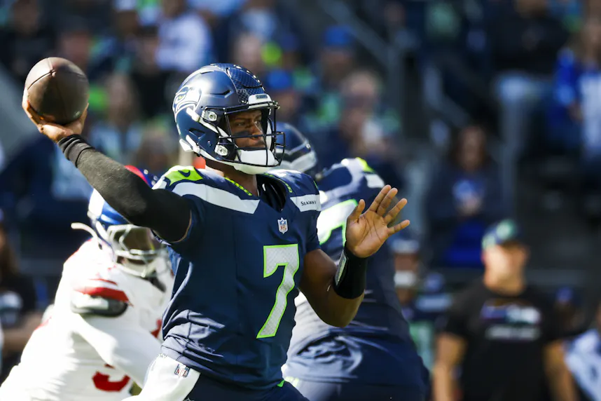 Seattle Seahawks quarterback Geno Smith passes against the New York Giants.