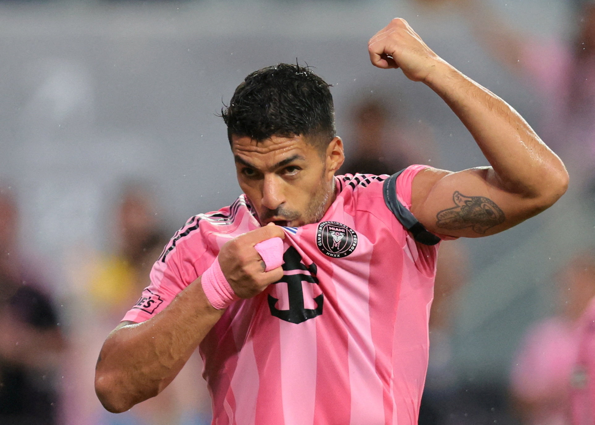 Inter Miami CF forward Luis Suarez celebrates as we make our best Inter Miami vs. Chicago Fire prediction.