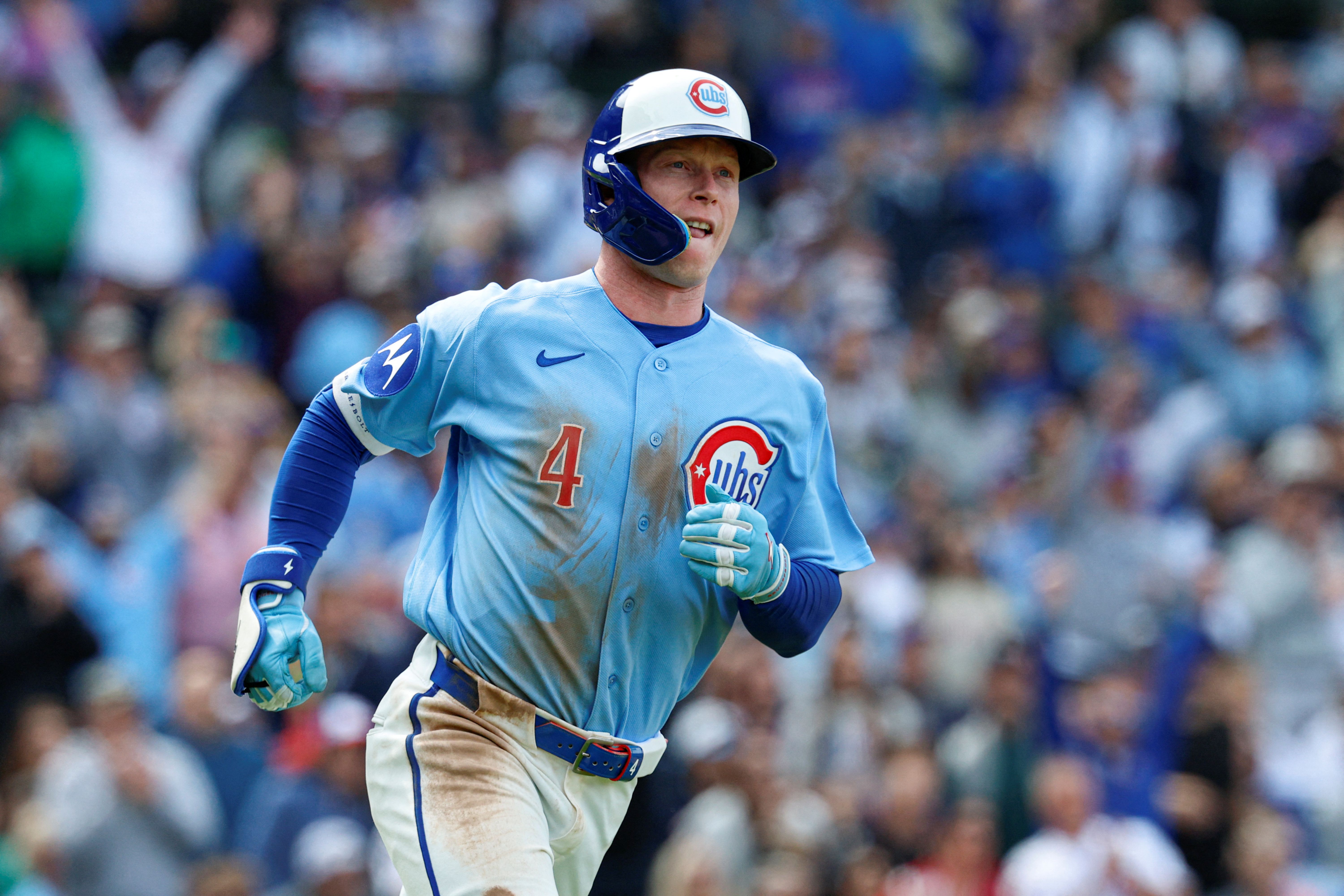 Chicago Cubs center fielder Pete Crow-Armstrong rounds the bases after hitting a two-run home run, and he's featured in my best home run predictions today.
