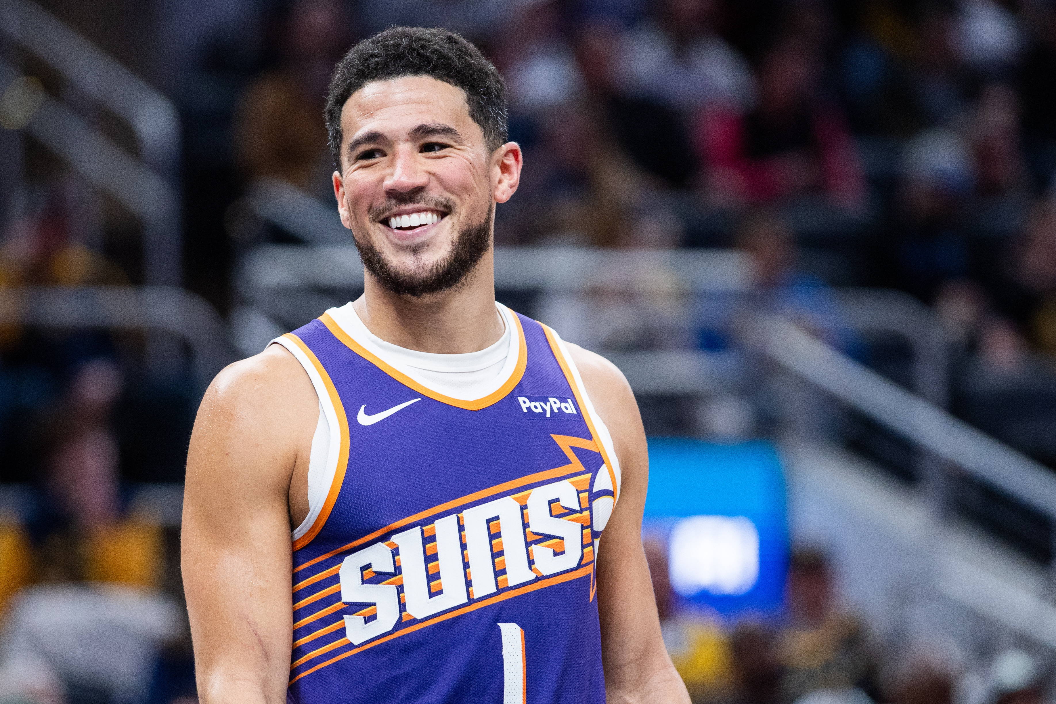 Phoenix Suns guard Devin Booker (1) in the first half as we break down our NBA Play of the Day.