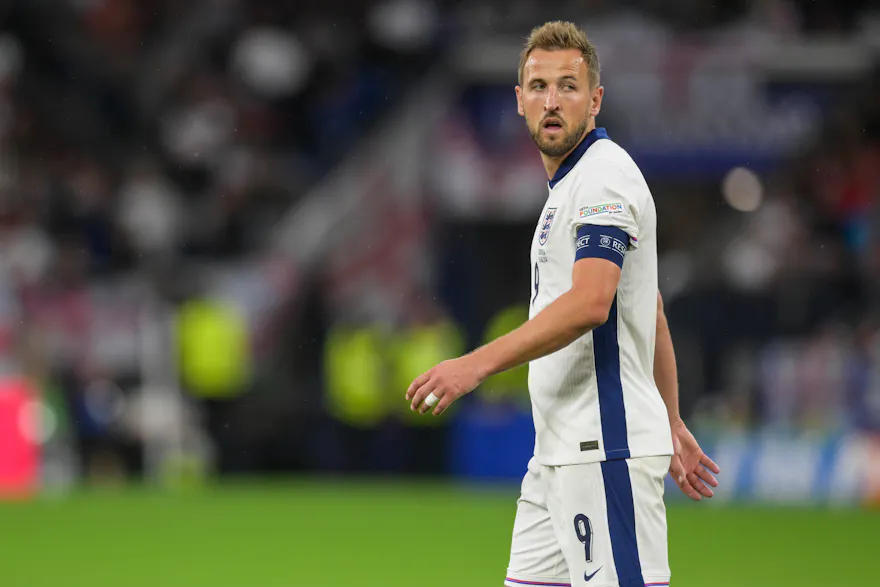 Harry Kane looks around in England's EURO 2024 opener as we look at the best Euro 2024 Golden Boot odds