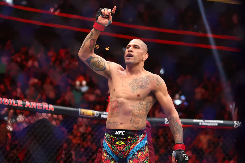 Alex Pereira reacts after defeating Jamahal Hill during UFC 300 as we look at our UFC 307 predictions.