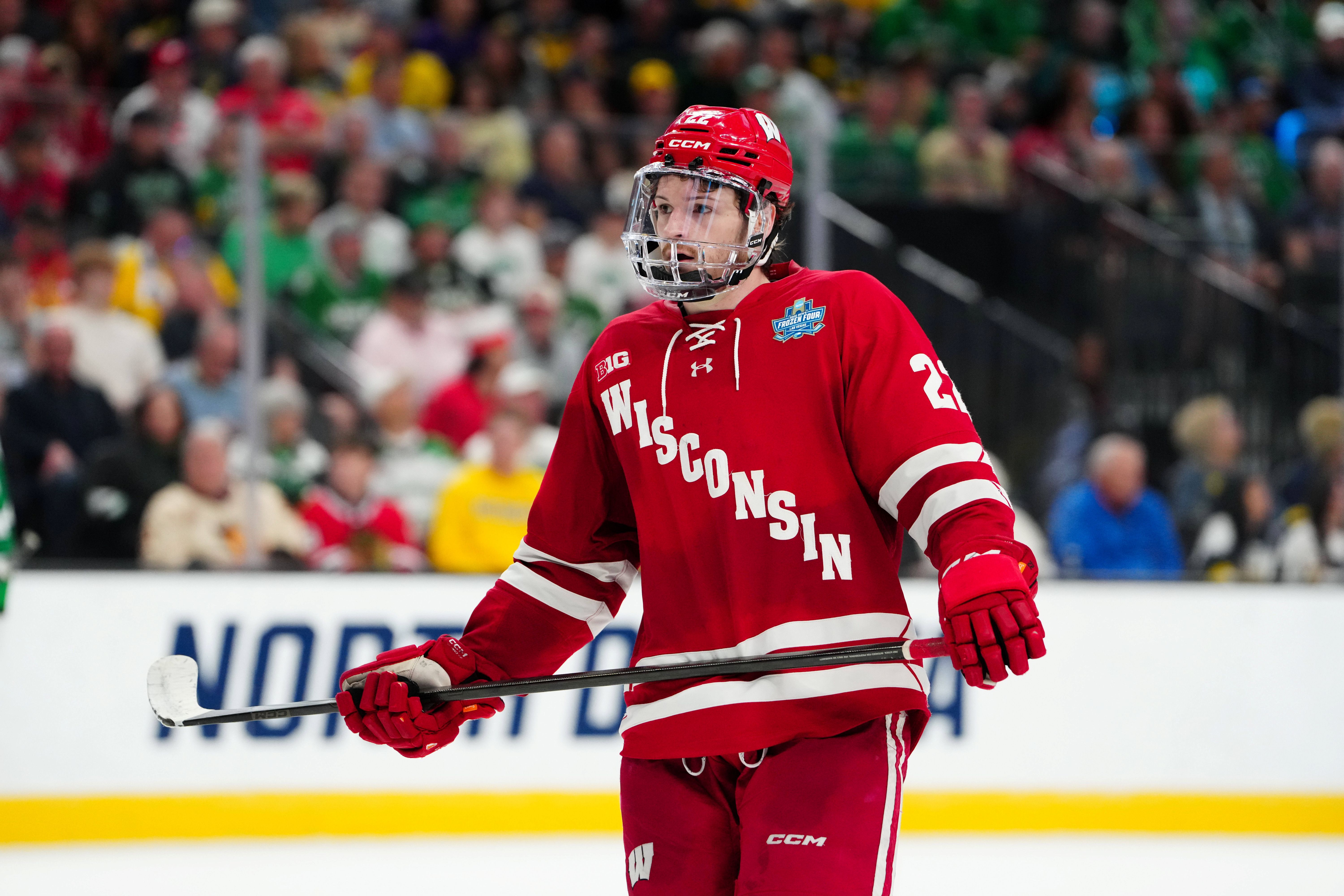 Wisconsin Badgers forward Jack Horbach looks on as we look at changes to the Wisconsin sports betting market.