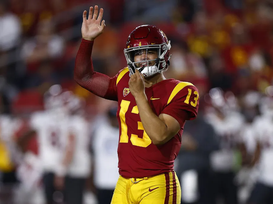 Caleb Williams of the USC Trojans at United Airlines Field as we look at the best 2024 NFL Draft odds.