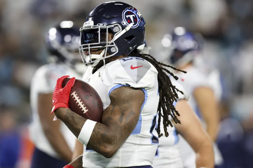 Derrick Henry #22 of the Tennessee Titans warms up as we look at our best NFL Week 1 predictions