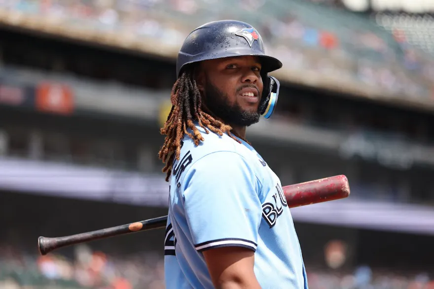 Vladimir Guerrero Jr. of the Toronto Blue Jays waits to bat against the Detroit Tigers at Comerica Park as we look at the Ontario first-quarter numbers.