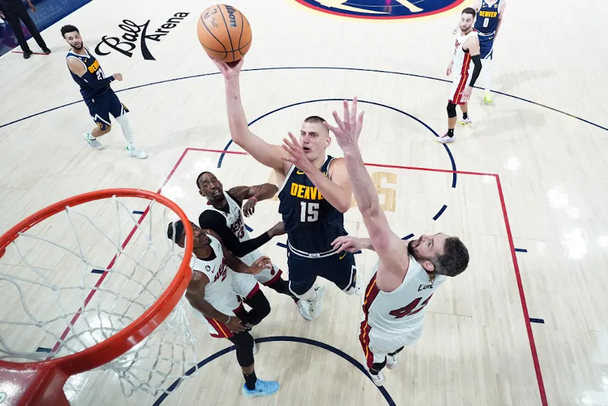 Nikola Jokic of the Denver Nuggets features in our Nuggets vs. Heat prediction.