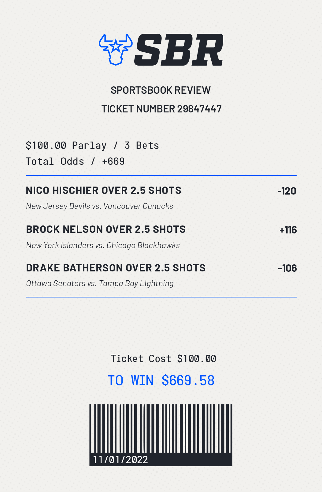 Sbr Betting TicketParlay Three Picks