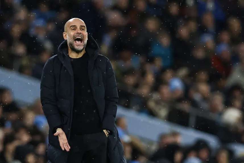 Manchester City's Spanish manager Pep Guardiola reacts during the English FA Cup Quarter Final as we make our best Manchester City vs. Arsenal bet for the March 31 encounter.
