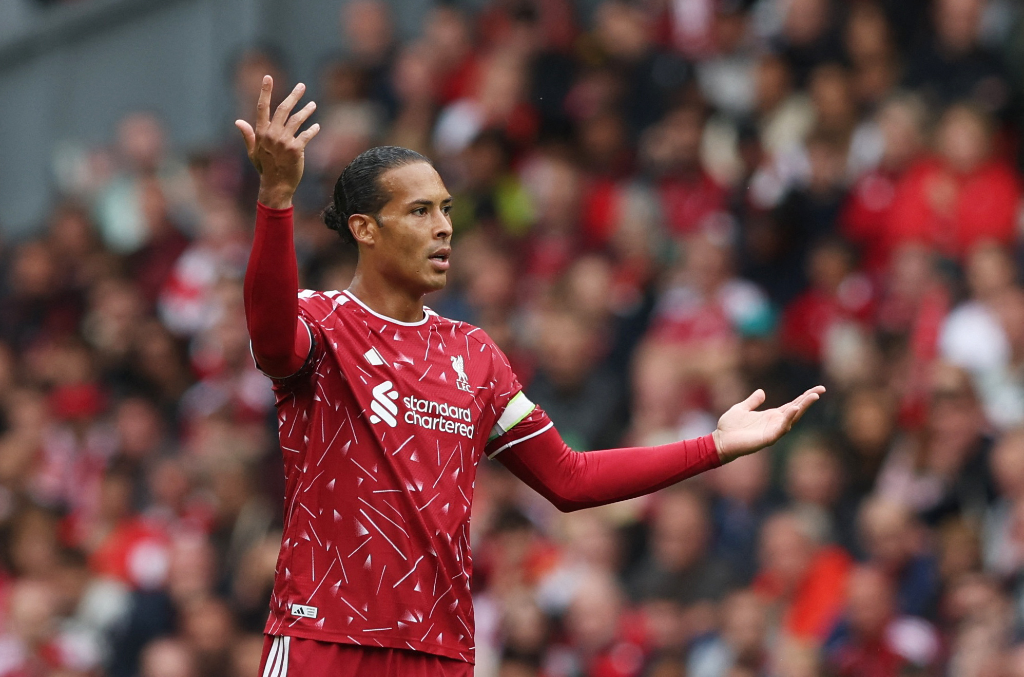 Liverpool's Virgil van Dijk reacts as we make our best Ipswich vs. Liverpool prediction