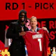 Marvin Harrison Jr. poses with NFL Commissioner Roger Goodell, as we examine the best 2024 NFL rookie receiving leader odds and predictions.