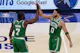 Jaylen Brown of the Boston Celtics and Jayson Tatum of the Boston Celtics high five during Game 4 of the Eastern Conference Finals. We're looking at our NBA Finals Predictions & Best Bets for Celtics Fans. 