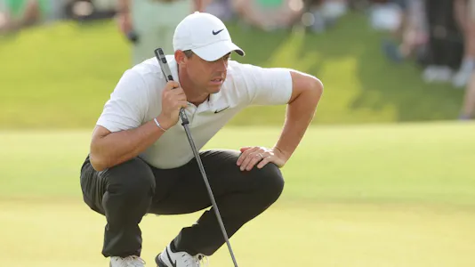 Rory McIlroy of Northern Ireland lines up a putt as we look at the Wells Fargo Championship odds