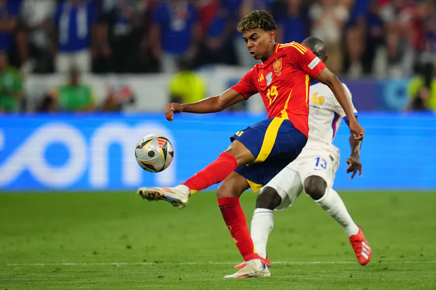 Lamine Yamal during the UEFA Euro 2024 match between Spain and France as we look at an appealing parlay for the Euro 2024 final between Spain and England