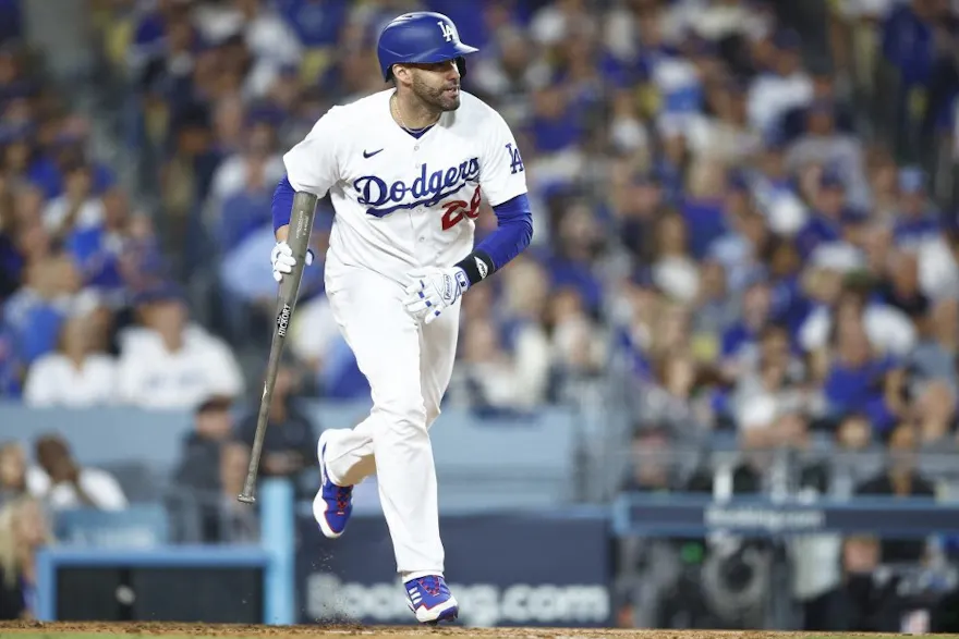 J.D. Martinez of the Los Angeles Dodgers hits a single as we make our best Dodgers-Diamondbacks prediction.
