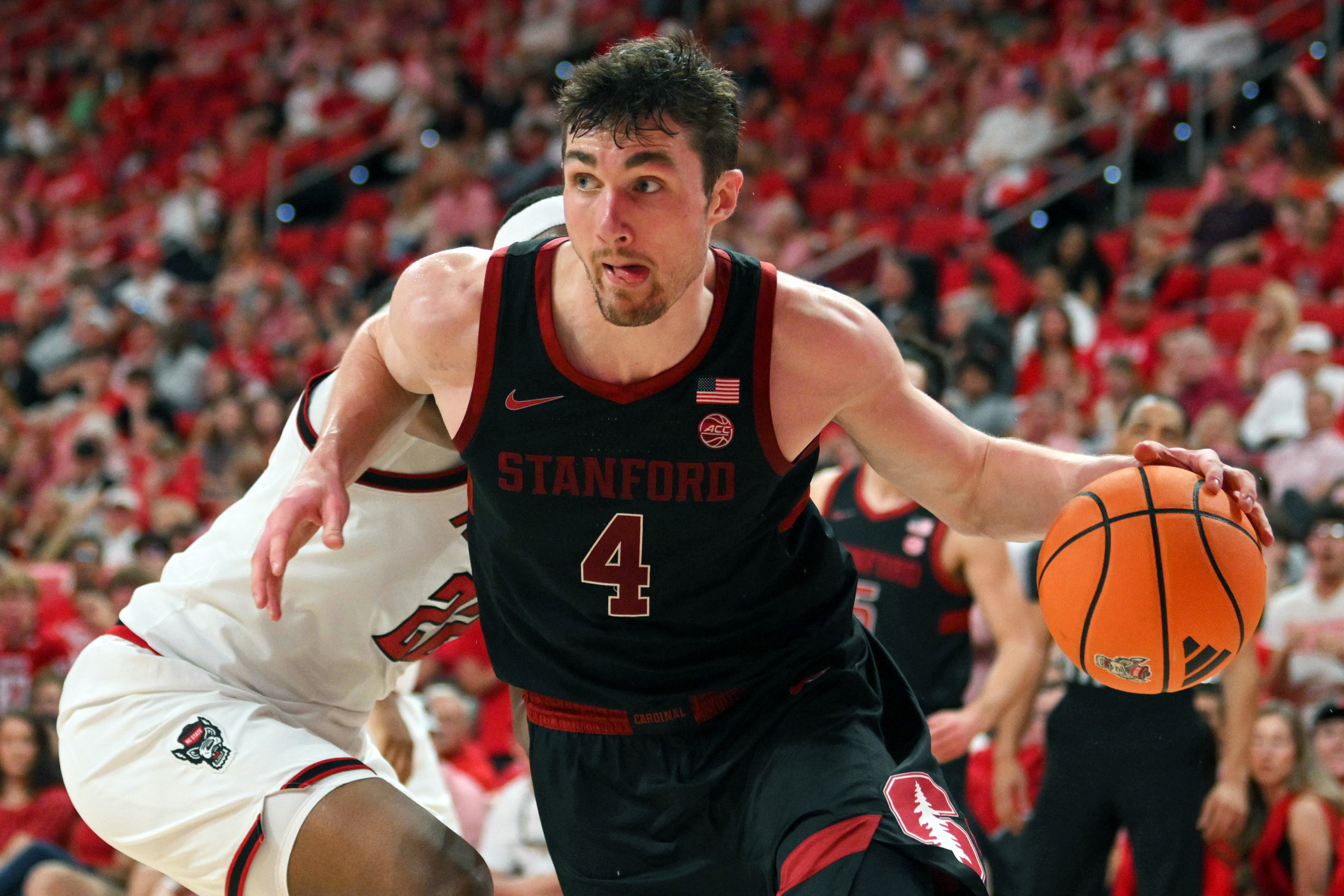 Stanford Cardinal forward AJ Rohosy (4) controls the ball as we break down our Stanford vs. West Virginia prediction & parlay.