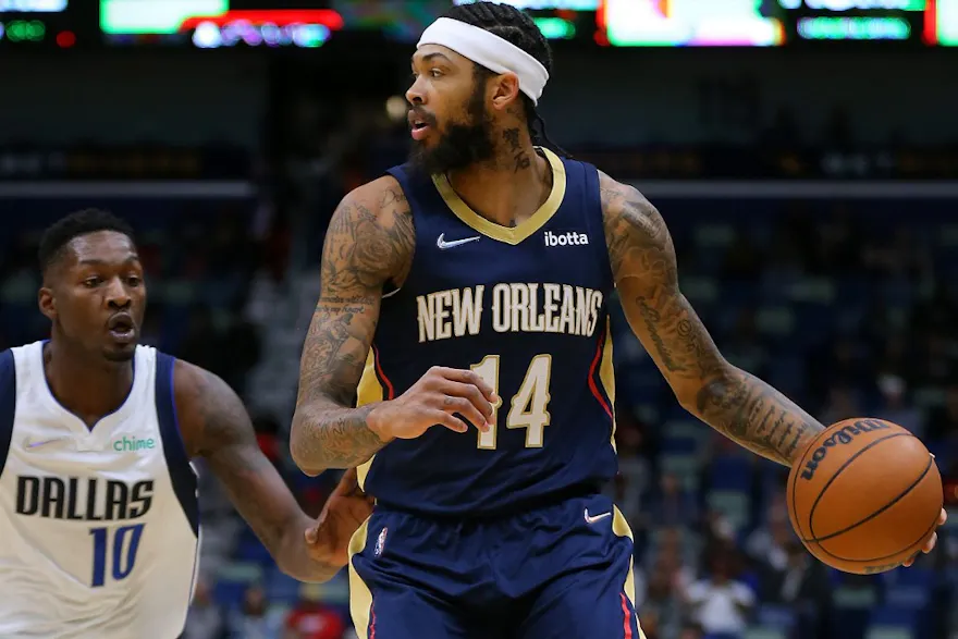 Brandon Ingram of the New Orleans Pelicans drives to the basket at Smoothie King Center in New Orleans, Louisiana. Photo by Jonathan Bachman/Getty Images via AFP.