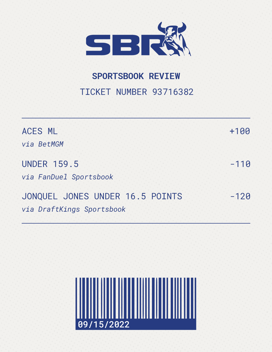 Sbr Betting TicketThree Picks