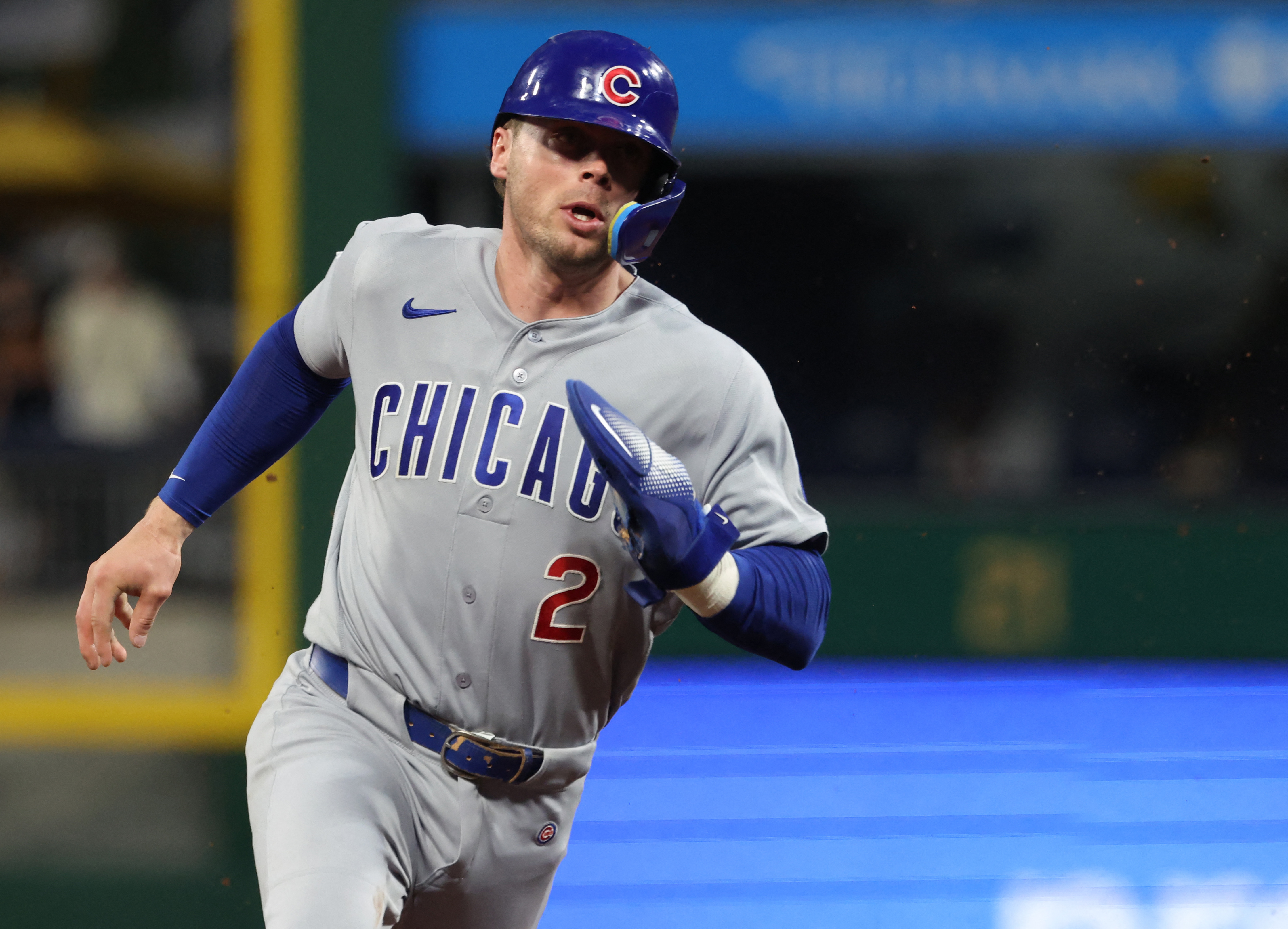 Chicago Cubs second baseman Nico Hoerner (2) runs as we break down our Cardinals vs. Cubs prediction.