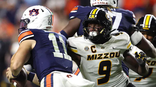 Missouri's Zion Young (9) leads the Tigers in one of the biggest games on our college football Week 9 schedule & watch guide.