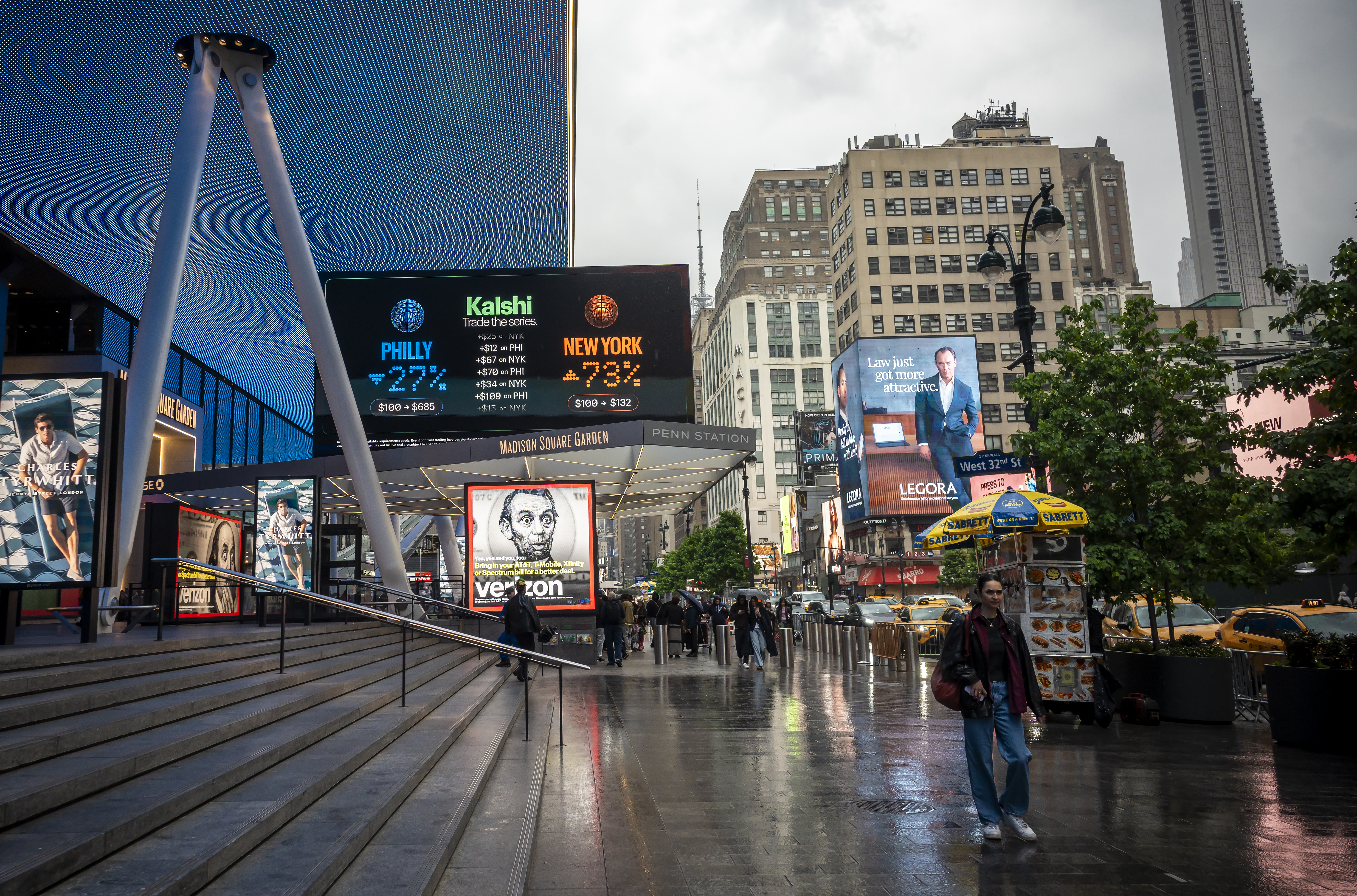  Advertising outside of Madison Square Garden in New York. 