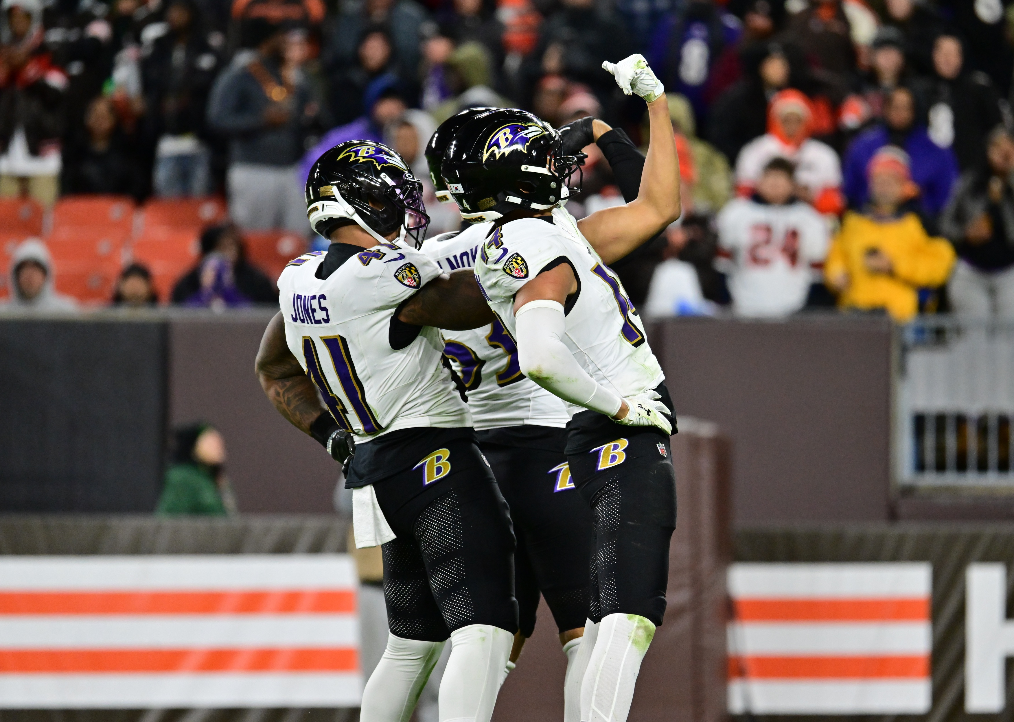 Baltimore Ravens safety Kyle Hamilton and cornerback Marlon Humphrey celebrate as we look at the state warning operators about prediction markets.