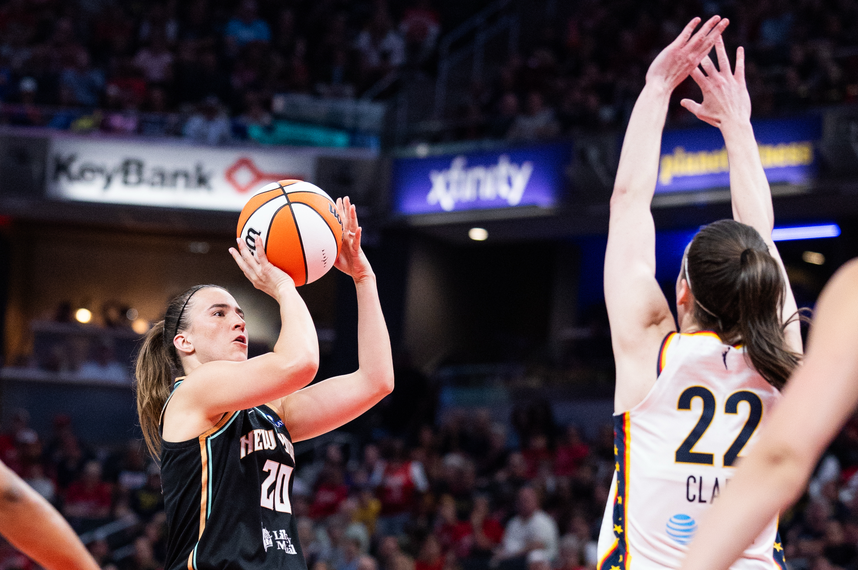 New York Liberty guard Sabrina Ionescu (20) shoots the ball as we make our best prediction for Liberty vs. Dream.