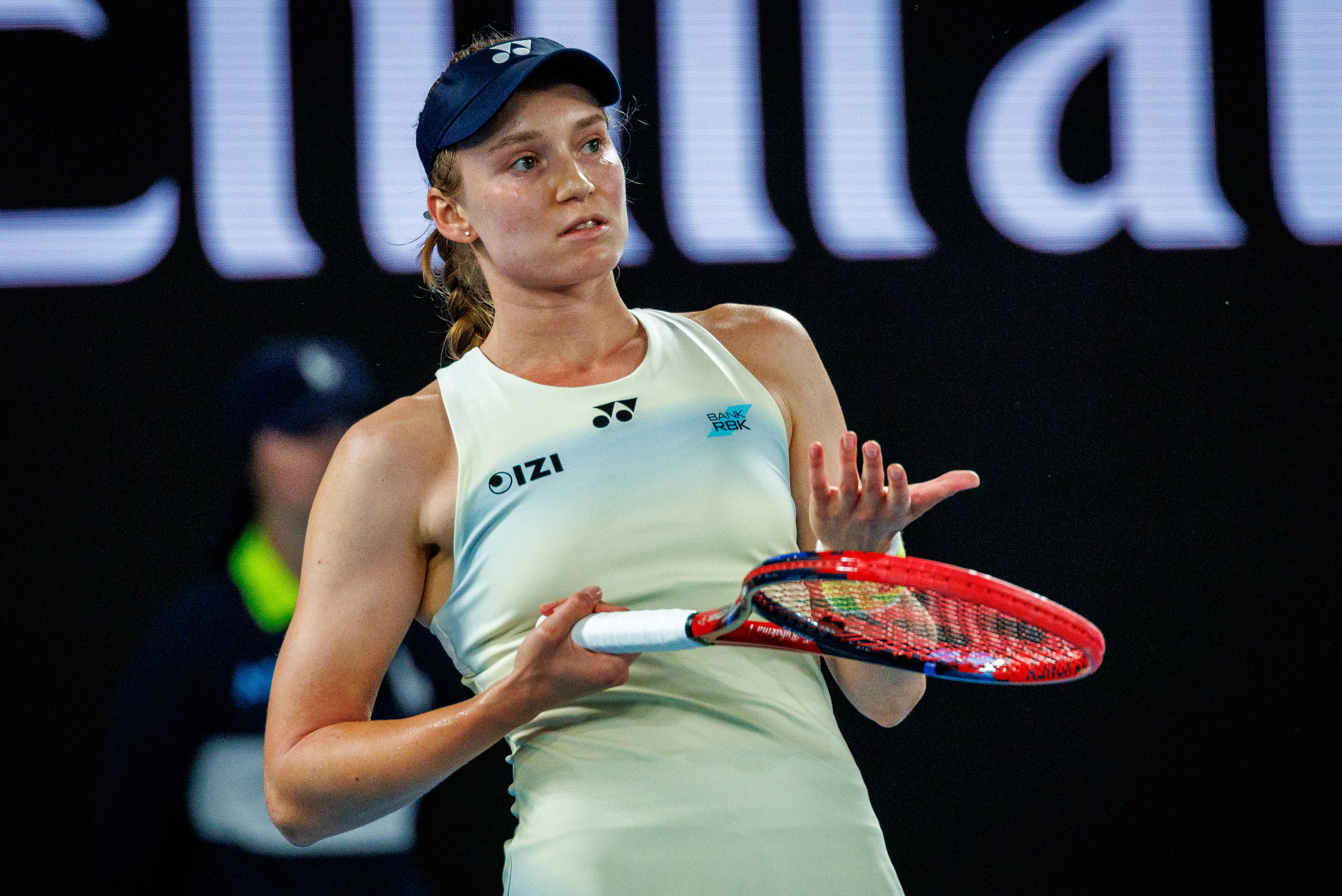 Elena Rybakina during an Australian Open match, as we look at our Aryna Sabalenka vs. Elena Rybakina prediction for the women's final