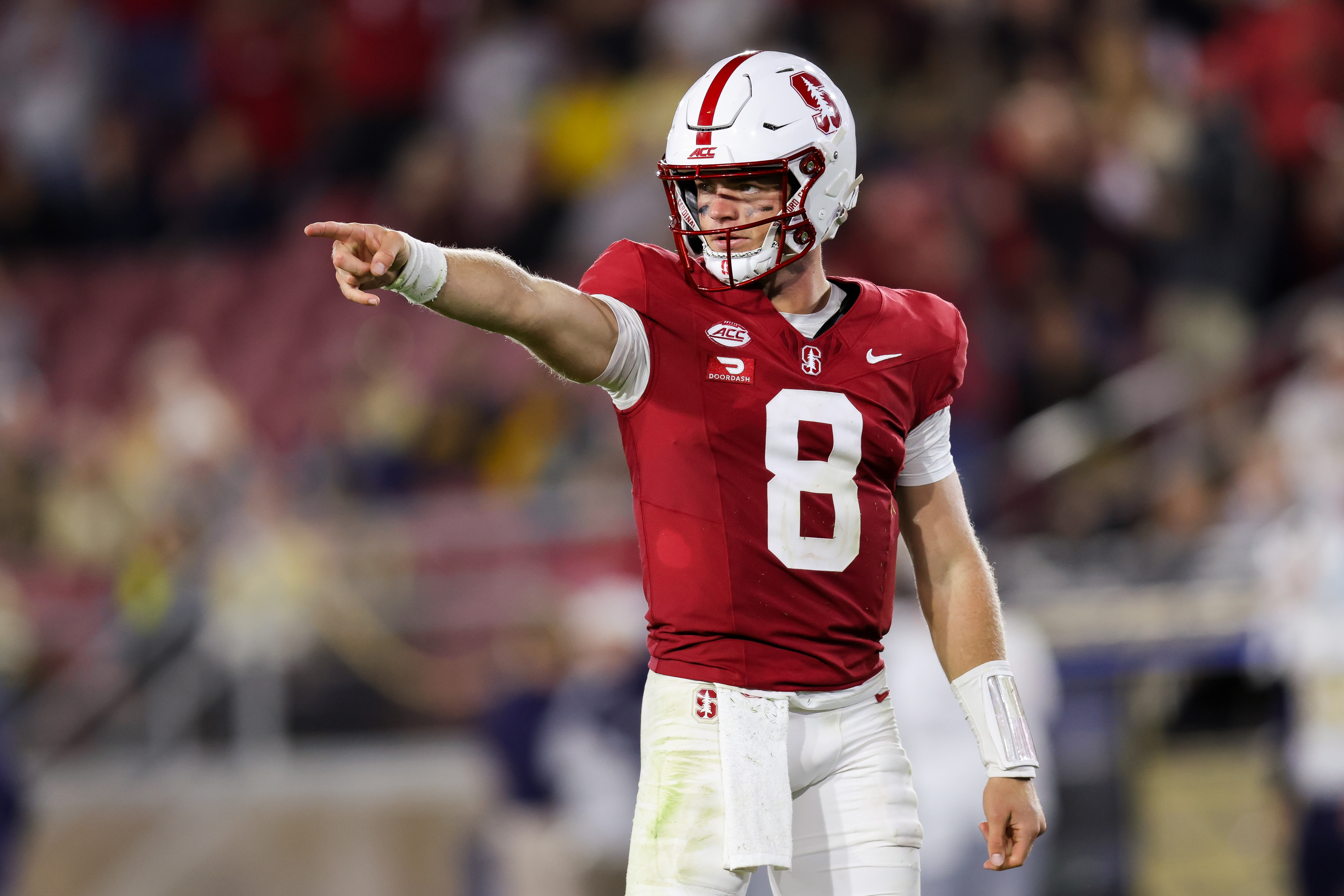 Stanford quarterback Davis Warren (8) reacts as we break down our Stanford vs. Wake Forest prediction.
