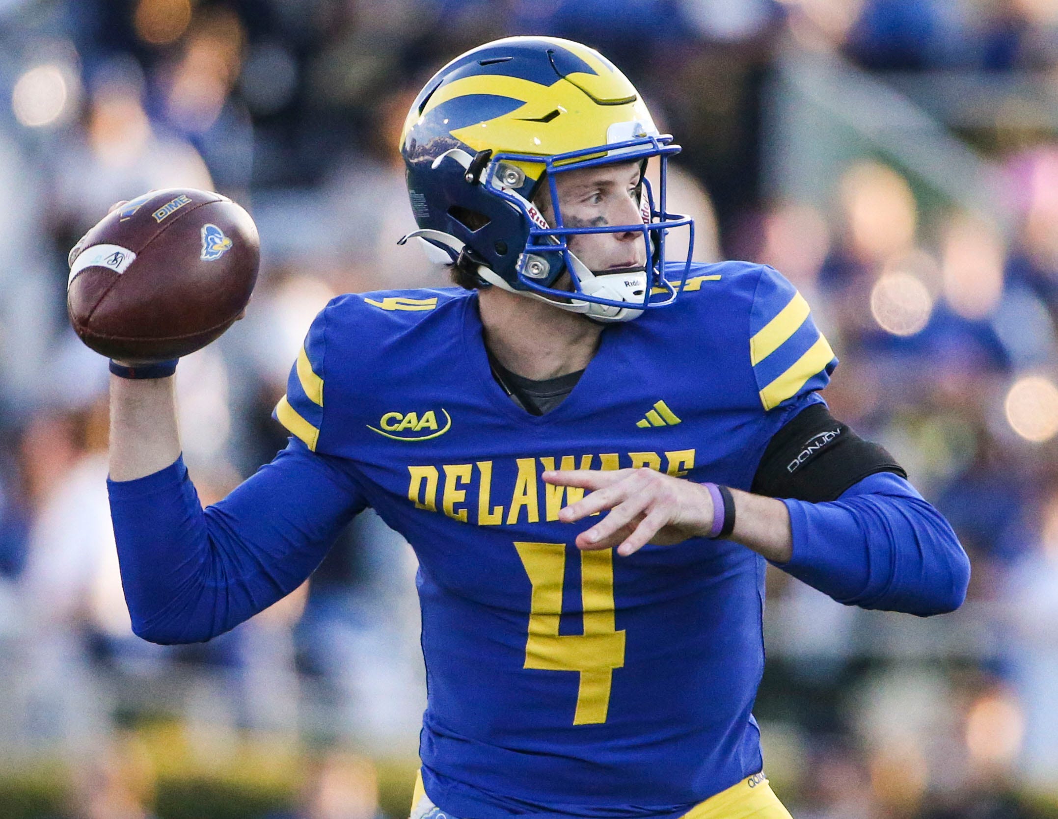 Delaware quarterback Nick Minicucci throws in the fourth quarter as part of our Louisiana vs. Delaware Predictions.