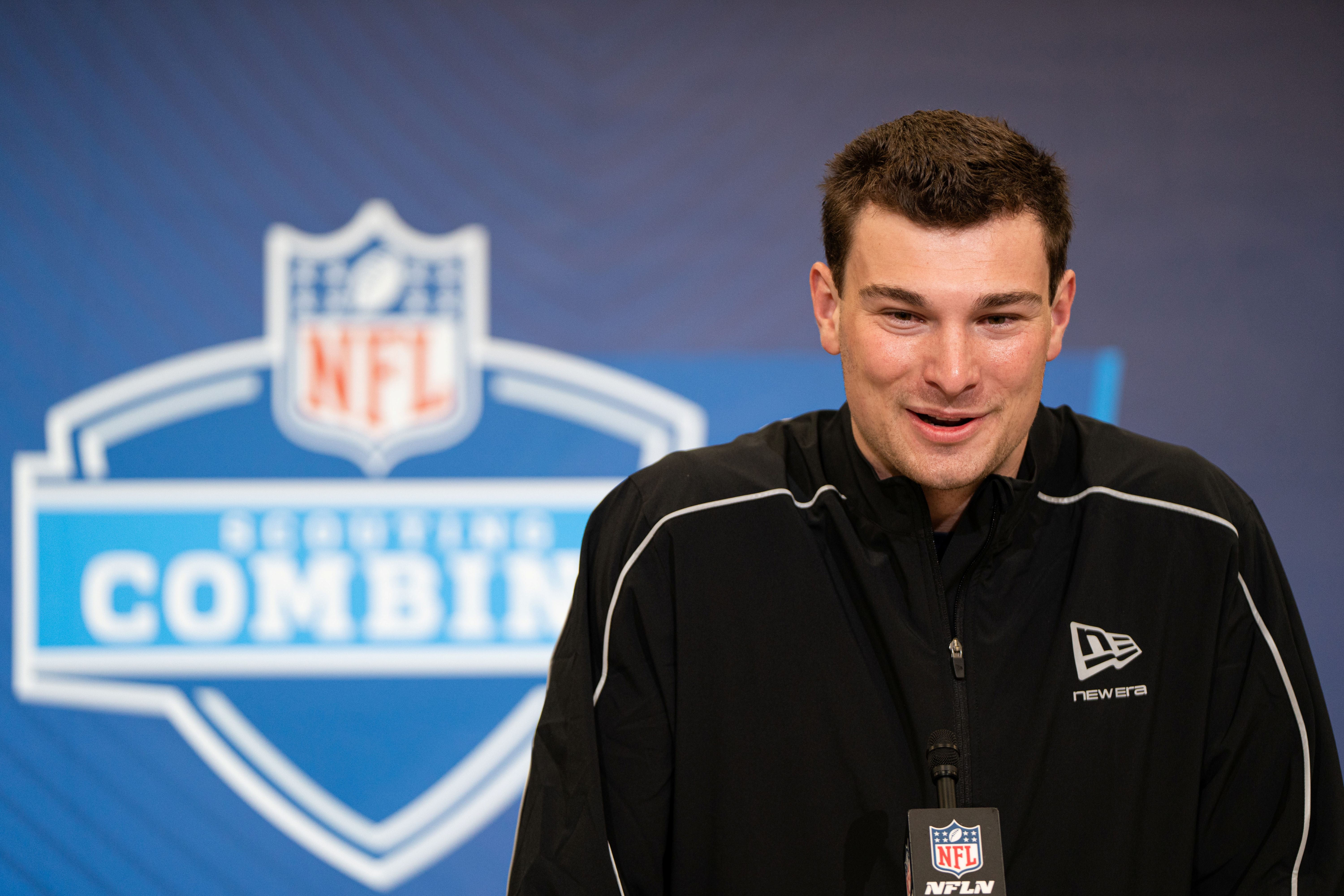 Indiana quarterback Fernando Mendoza speaks to members of the media during the NFL Combine as we look at key dates for the NFL draft.