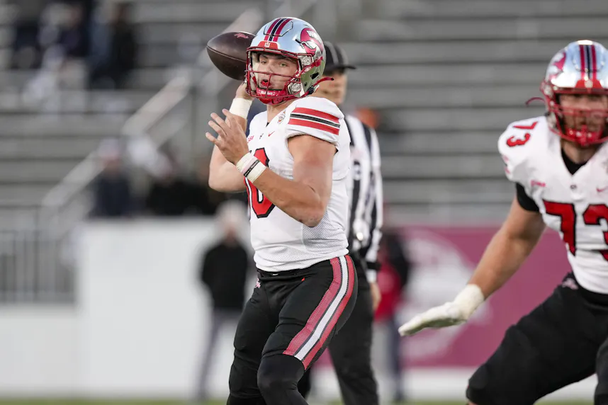 Western Kentucky Hilltoppers quarterback Caden Veltkamp throws against the Old Dominion Monarchs during the second half as we look at our UTEP vs. Western Kentucky prediction.
