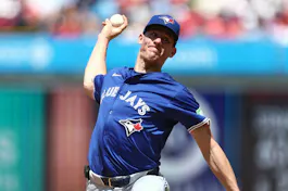 Chris Bassitt of the Toronto Blue Jays pitches during the third inning against the Philadelphia Phillies at Citizens Bank Park as we look at our Blue Jays vs. Orioles player props for Tuesday.