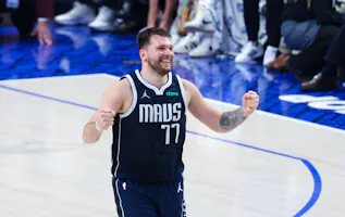 Dallas Mavericks guard Luka Doncic reacts during the game against the Boston Celtics, and we look at the top Luka Doncic player props odds and predictions for Game 5.