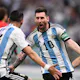 Argentina's forward Lionel Messi celebrates scoring the opening goal with his teammate Argentina's midfielder Angel Di Maria during the Qatar 2022 World Cup Group C football match at the Lusail Stadium in Lusail, north of Doha. Kirill Kudryavtsev / AFP.