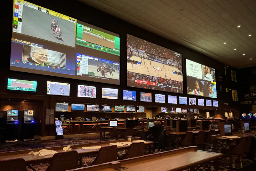 The BetMGM Sportsbook at the Mandalay Bay resort and casino as we look at the two awards won by BetMGM at the EGR North America Awards