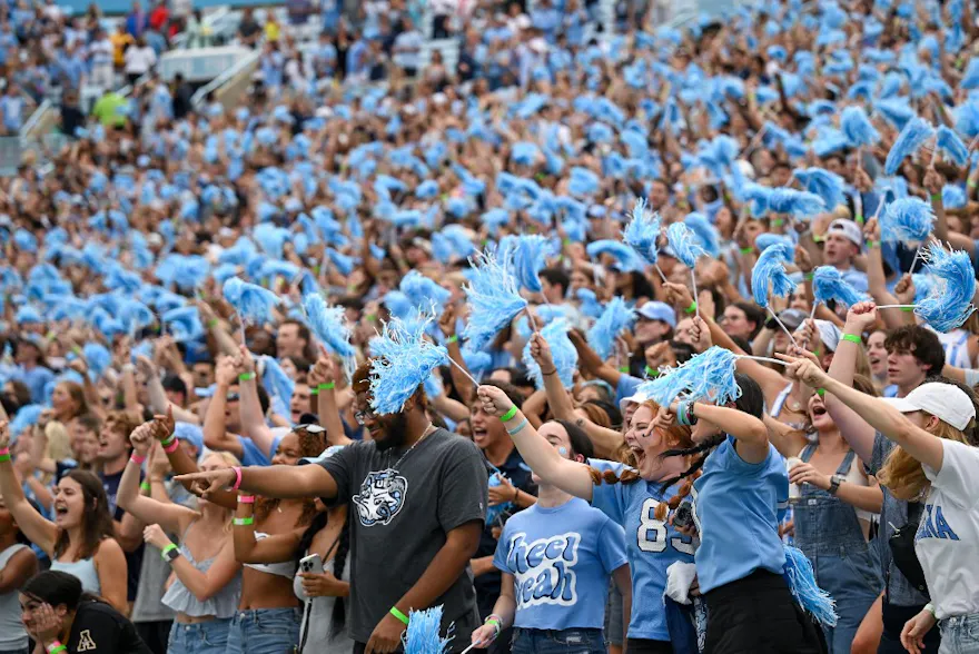 North Carolina Tar Heels fans cheer during the game against the Appalachian State Mountaineers at Kenan Memorial Stadium, as we lay out everything to know about North Carolina launching sports betting.