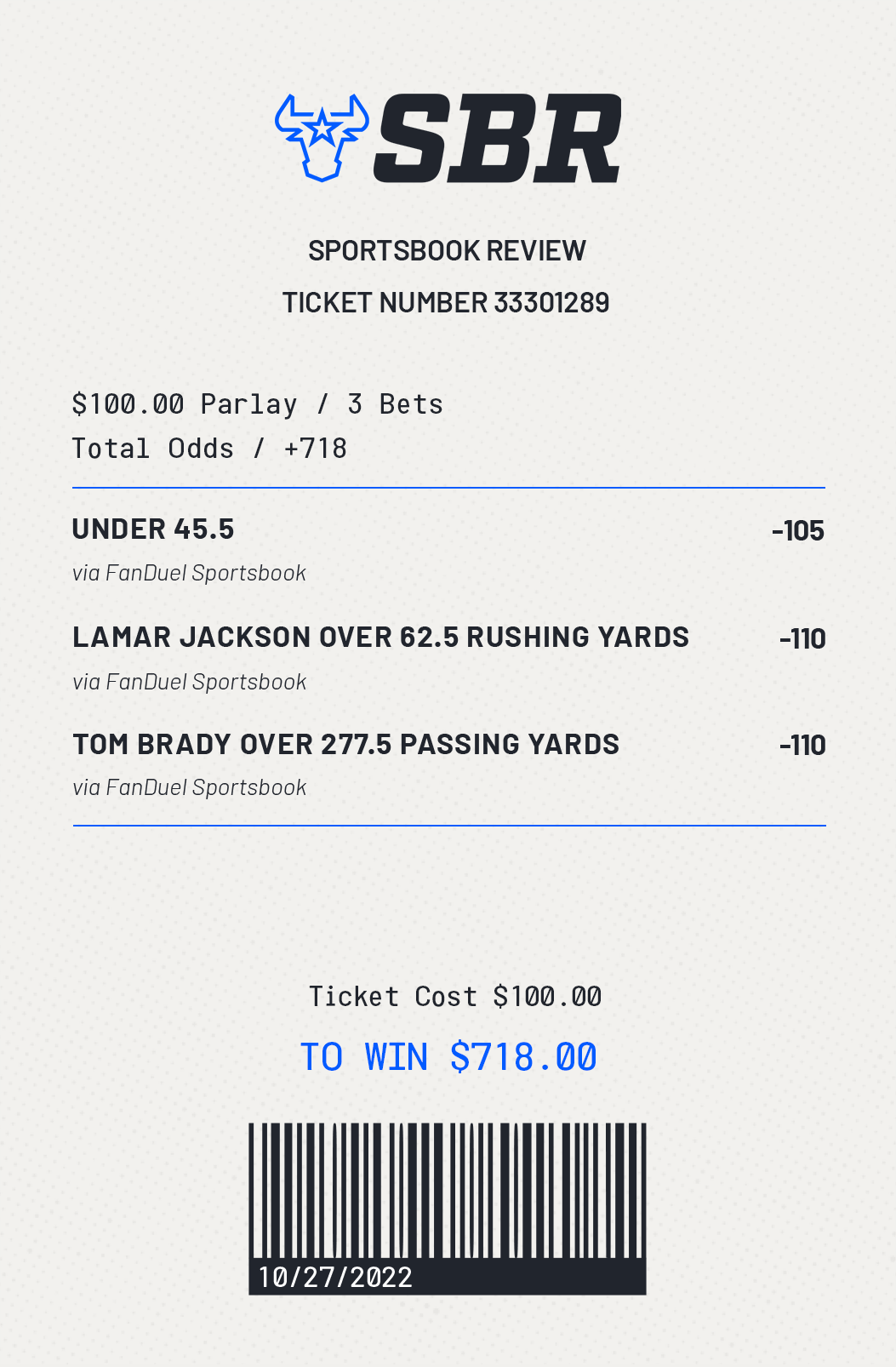 Ravens vs Buccaneers Parlay: NFL Same Game Parlay Picks 10/27/22