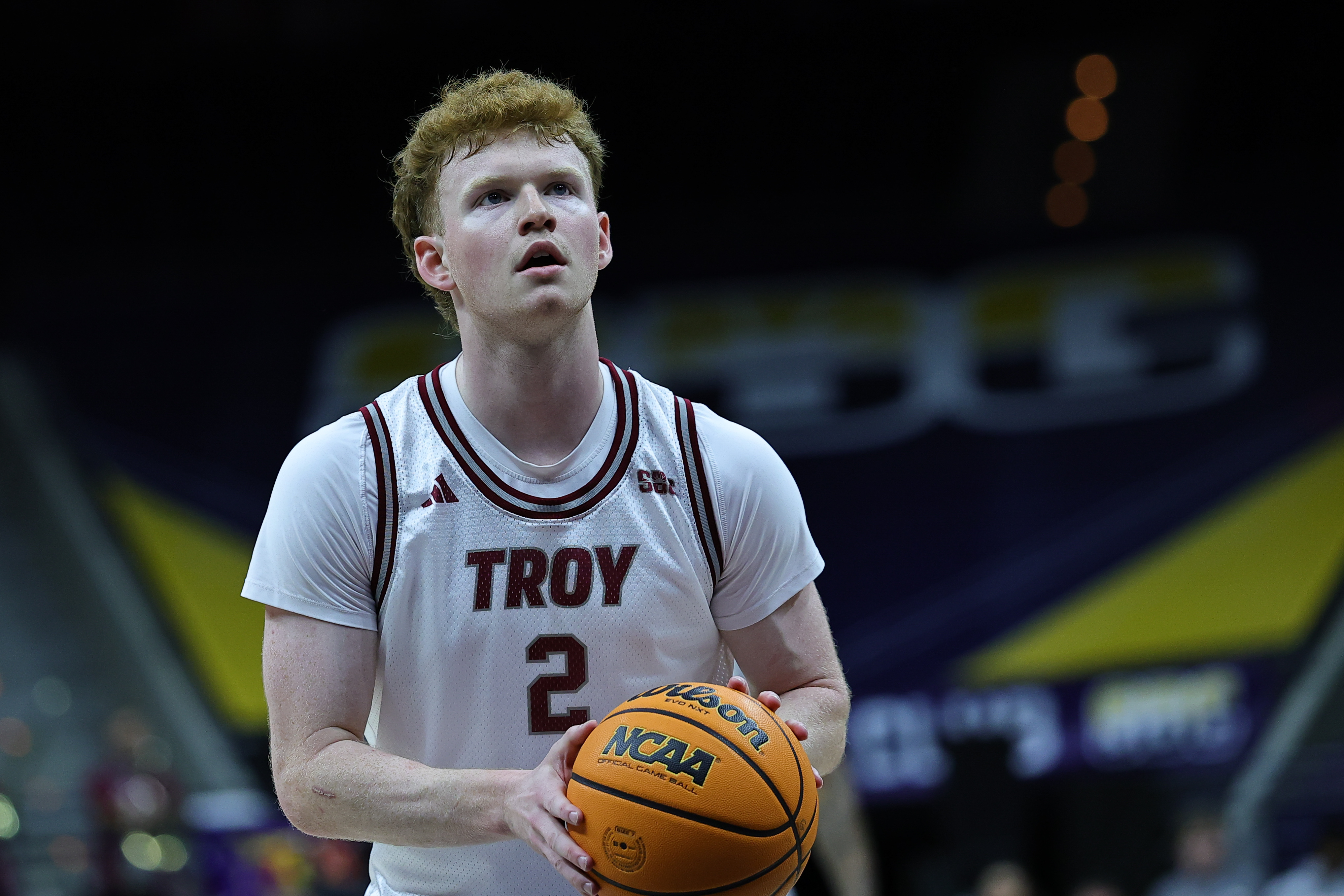 Troy Trojans guard Cobi Campbell takes a free throw as we offer our best Troy vs. Nebraska prediction