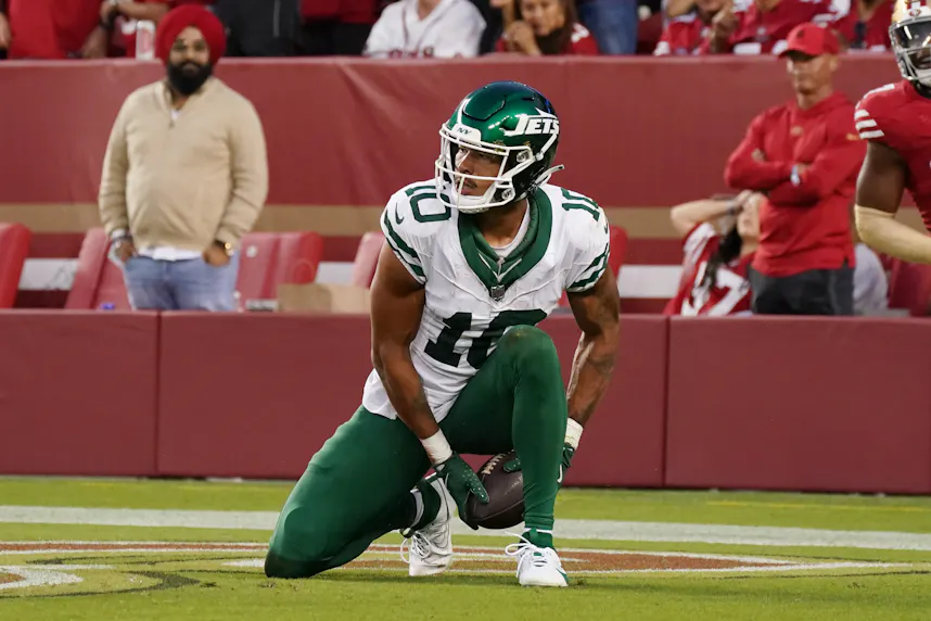 New York Jets wide receiver Allen Lazard scores a touchdown as we look at ESPN BET's soft launch in New York.