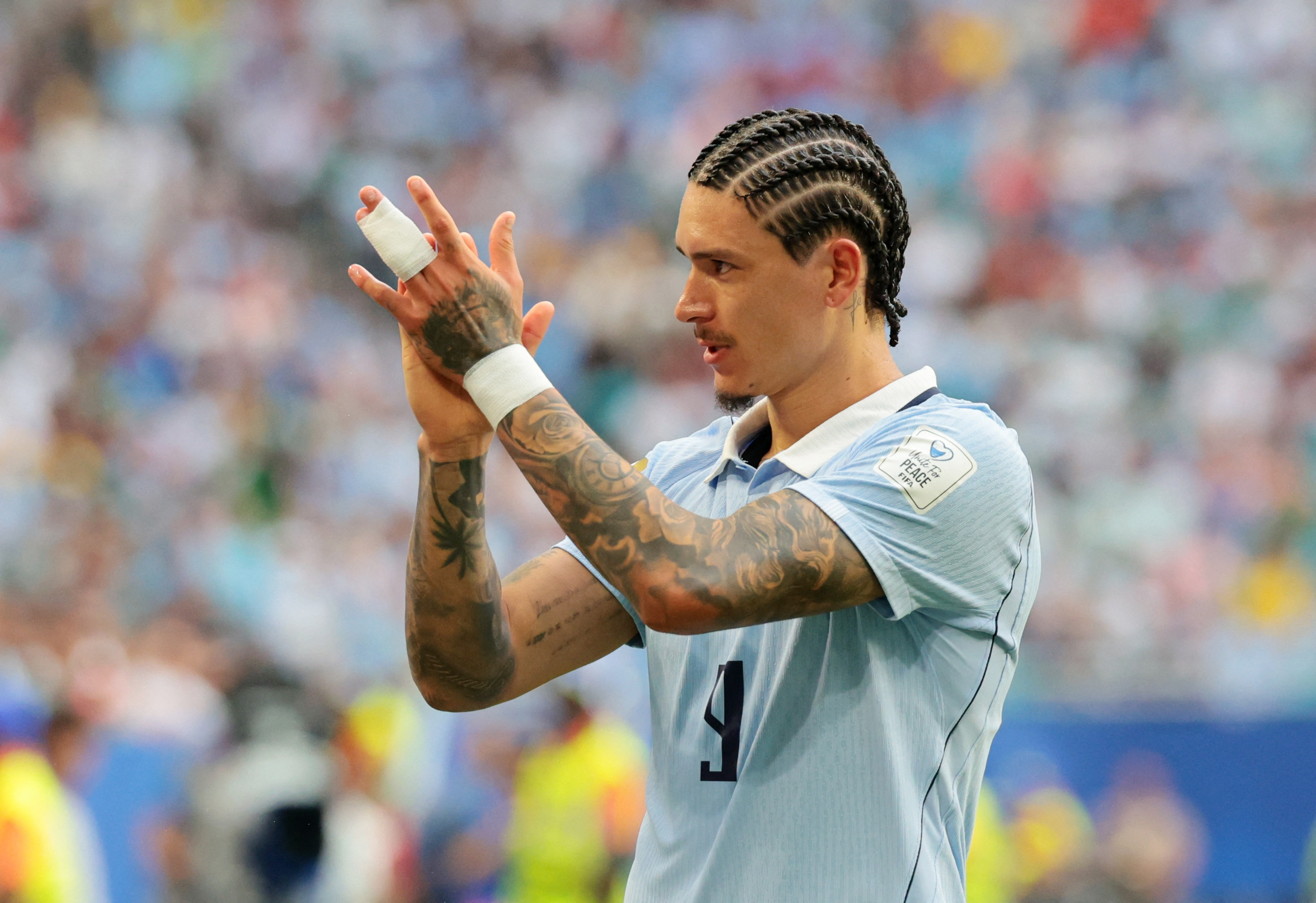 Uruguay's Darwin Nunez reacts as he is featured in our Uruguay vs. Cape Verde prediction.