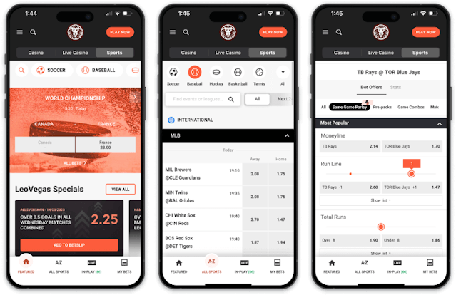 LeoVegas mobile app.