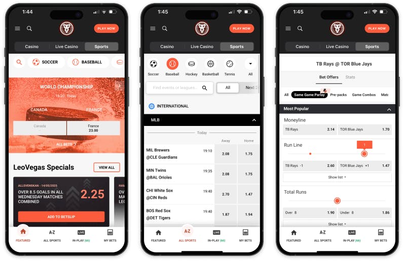 LeoVegas mobile app.
