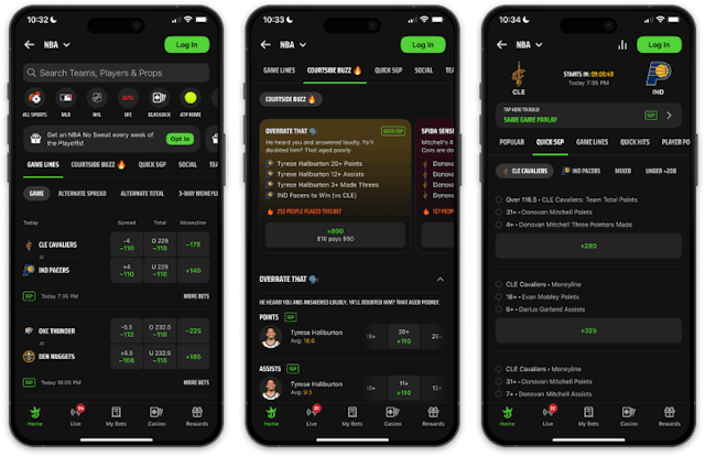 DraftKings mobile app.