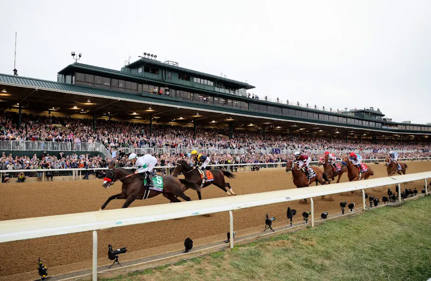 The field races down the front stretch as we look at the best Breeders Cup odds