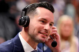 JJ Redick announces the game between the Los Angeles Lakers and the Denver Nuggets as we look at the Lakers next coach odds with Redick as the favorite.