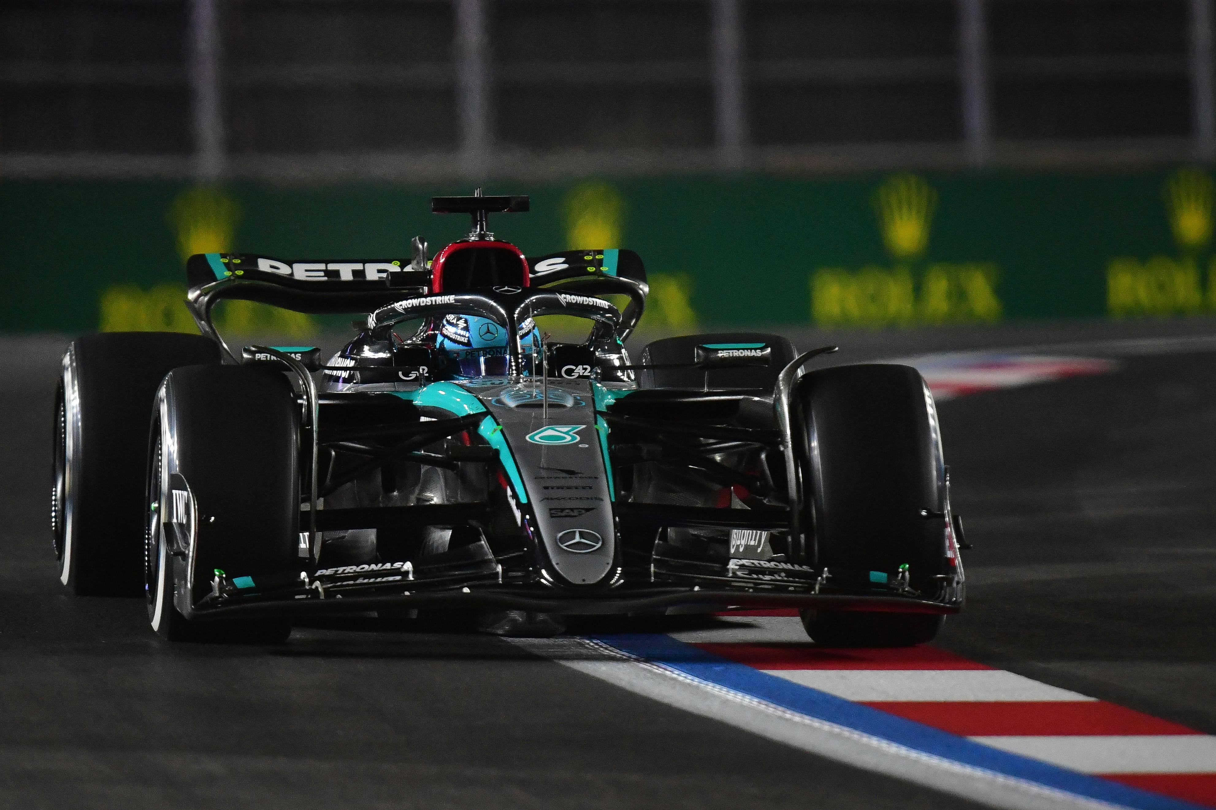 Mercedes AMG Petronas driver George Russell during the Las Vegas Grand Prix as we look at the best 2025 Las Vegas Grand Prix odds. 