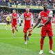 Bukayo Saka of Arsenal celebrates his goal against Watford.